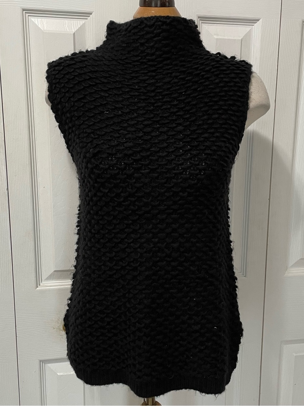 Scotch & Soda Black Chunky Knit Sleeveless Turtleneck Sweater